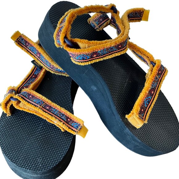 Teva Flatform Universal Maressa Womens Sandals Sunflower Multi Size W7 F3019D Mi - Picture 2 of 10